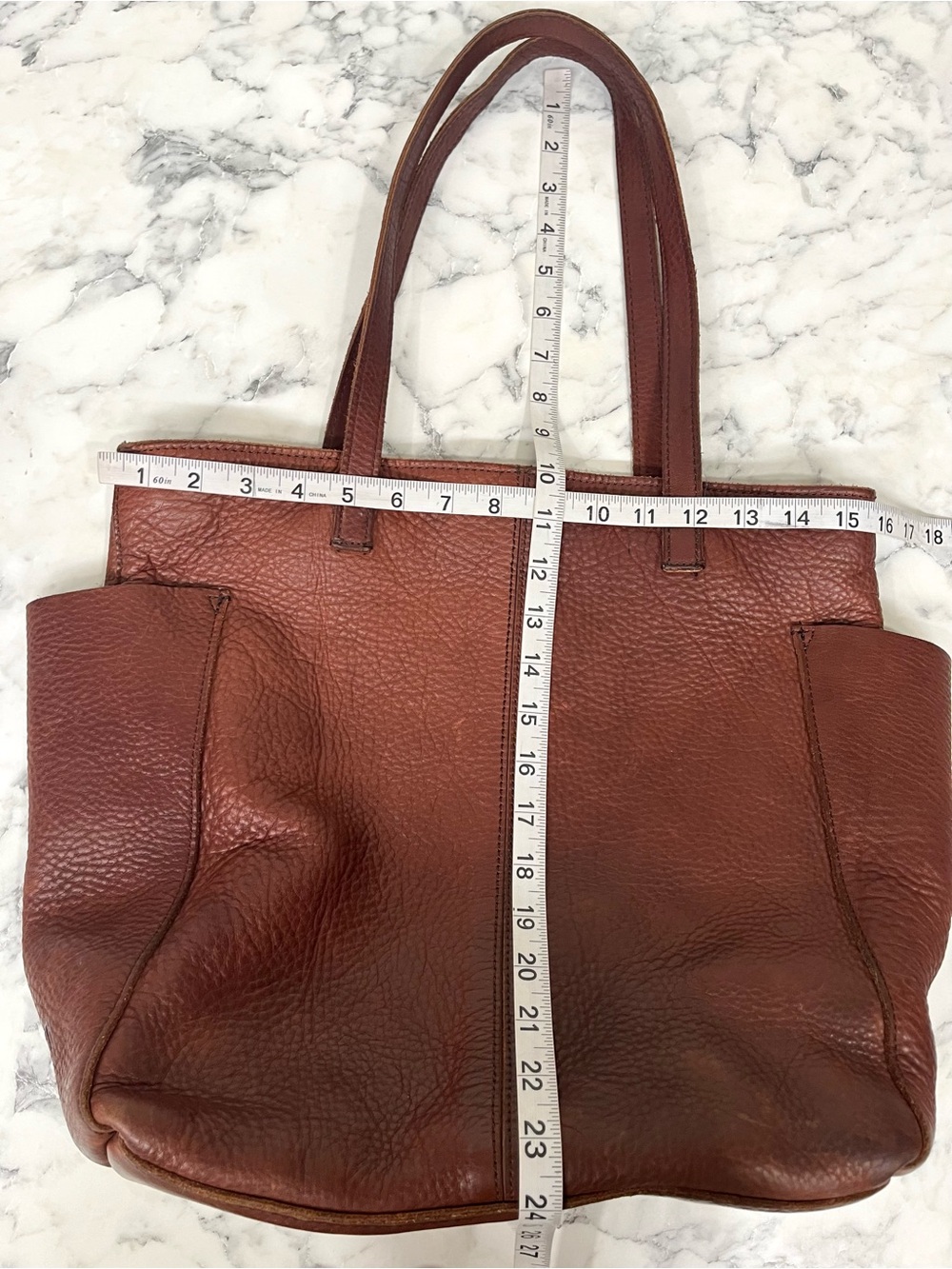 Duluth Women's Lifetime Leather Tote Bag Brown Side Pockets Durable Heavy Duty - Picture 10 of 15